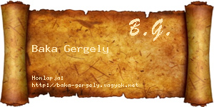 Baka Gergely névjegykártya